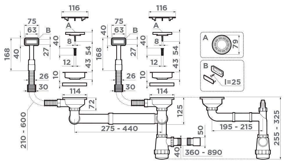 OMOIKIRI арматура WK-2C-GB графит sh