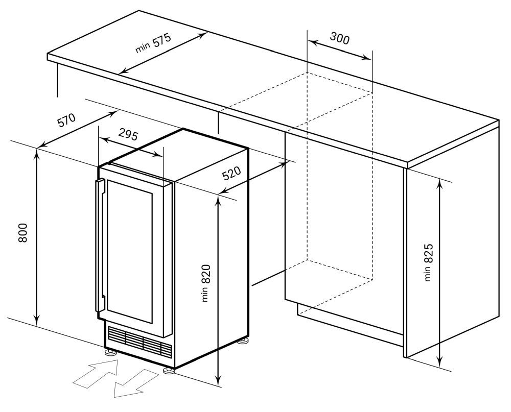 LEX винный шкаф LWD3017BL dual zone shema