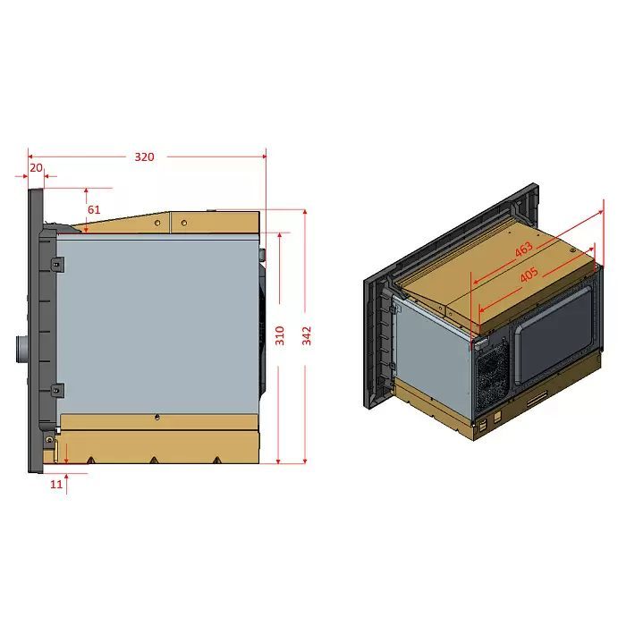 Встраиваемая микроволновая печь EVELUX MW 20 W/B/X shema 2