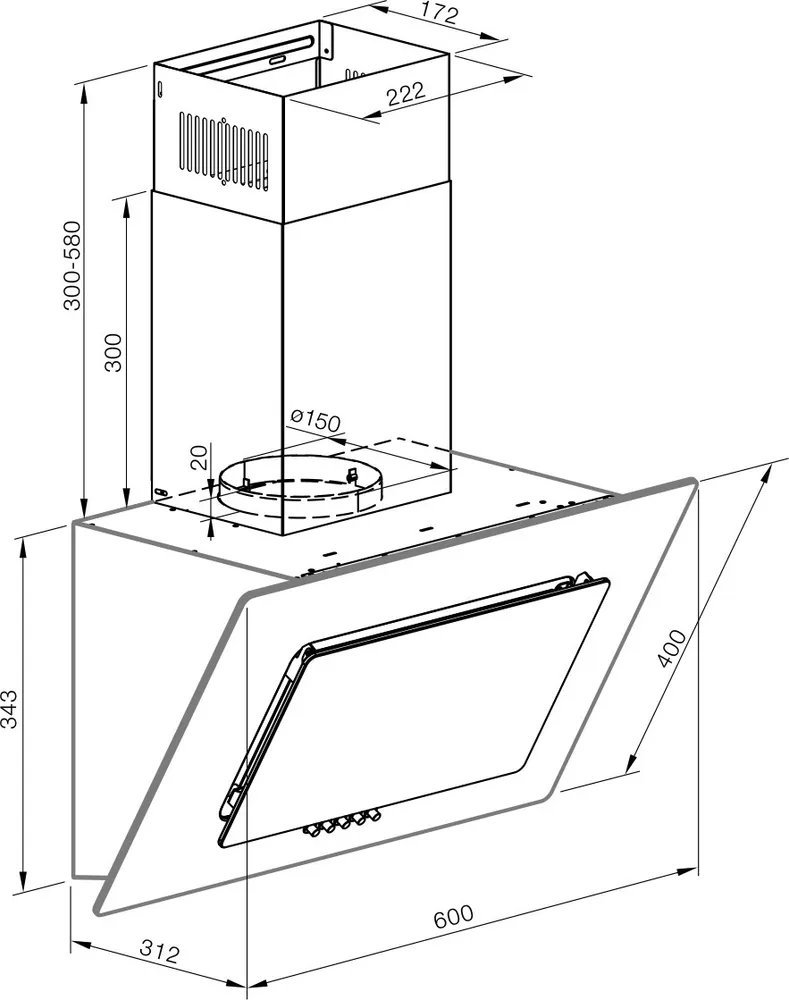 GRAUDE настенная вытяжка DHE 60.1 C shema