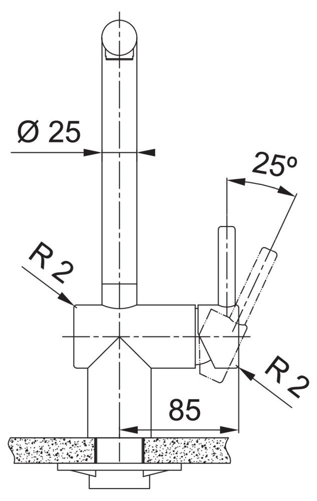 FRANKE смеситель Atlas Neo сталь PVD, shema 2