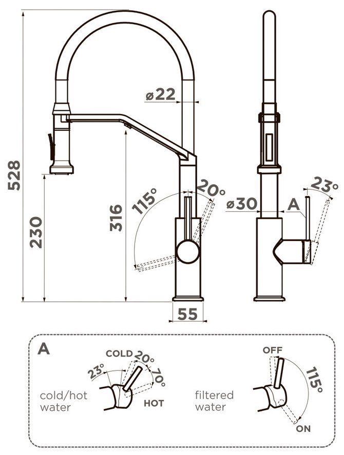 OMOIKIRI смеситель Makkari 2 Plus-SB shema