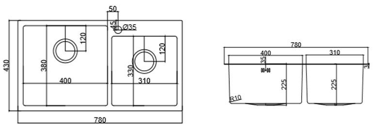 EMAR мойка EMB-210 PVD Nano shema