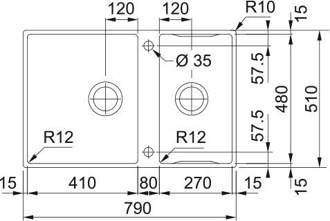 FRANKE мойка BWX 220-41-27 3 1/2" WWK TL 2TH REV BOX sh