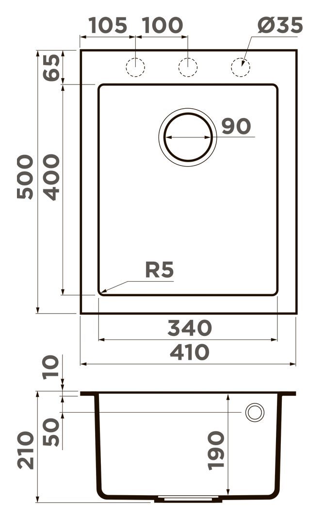 OMOIKIRI мойка Bosen 41-ES Tetogranit/espresso sh