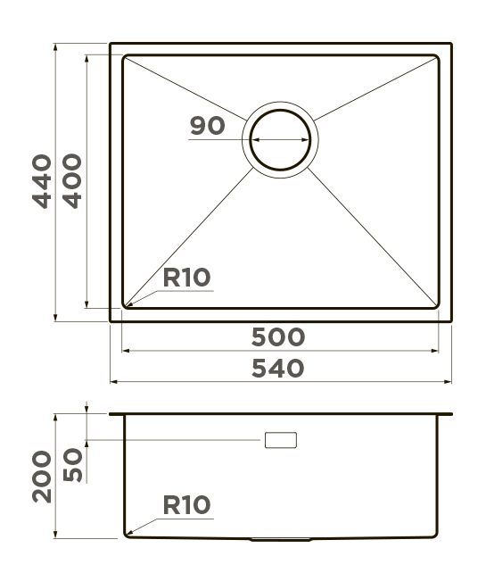 OMOIKIRI мойка Taki 54-U/IF Microdecor-IN нерж. сталь/нержавеющая сталь shema