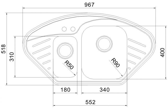 OULIN мойка врезного монтажа OL-310 sh