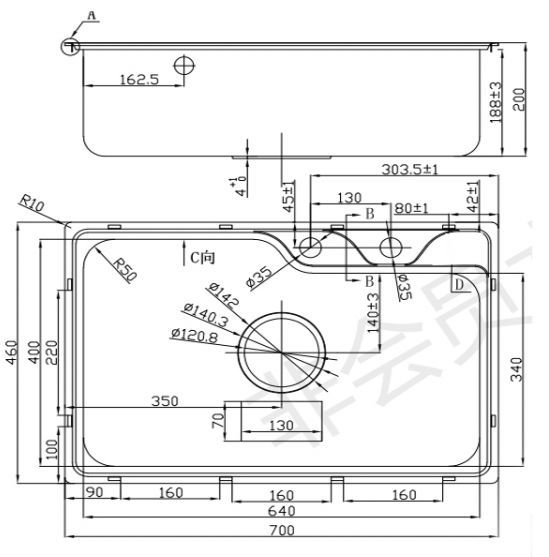 OULIN мойка врезного монтажа OL-CS210S sh