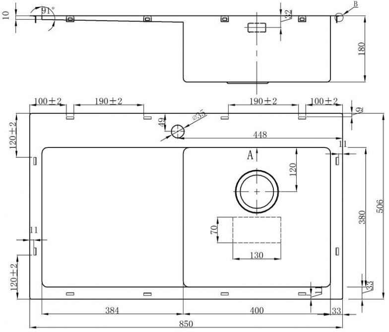 OULIN мойка универсального монтажа OL-FTR102R shema 2