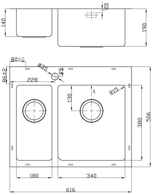 OULIN мойка универсального монтажа OL-FTR202R shema 2