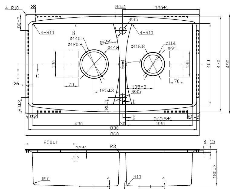 OULIN мойка врезного монтажа OL-S8203 shema 1