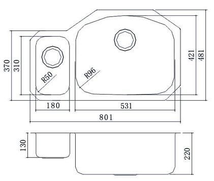 OULIN мойка универсального монтажа OL-U601 sh