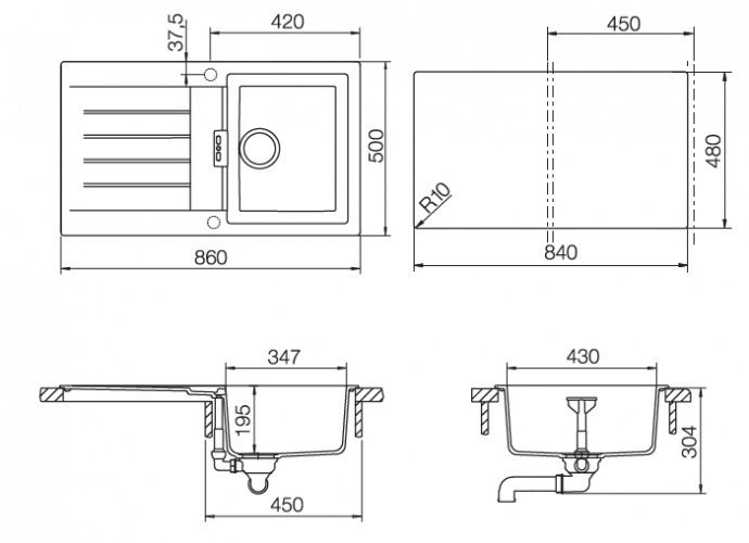 SCHOCK мойка Signus 45D Cristadur sh