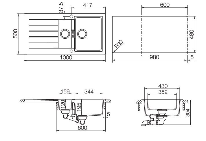 SCHOCK мойка Signus 60D Cristadur sh