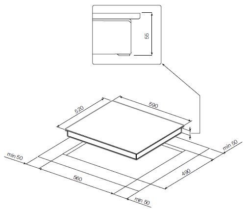 GRAUDE белая индукционная варочная панель IK 60.2 BW shema